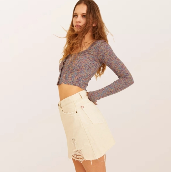 Urban Outfitters Ashton Cropped Multi-Color Cardigan Top Medium - Picture 3 of 9